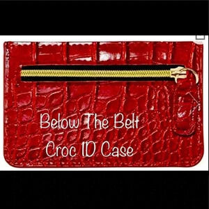 Red B-low The Belt Croc Card Case